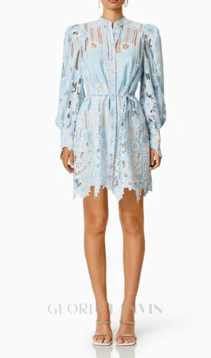 Jetsetter hollow long sleeve Mini Dress In Blue Gloria Lanvin