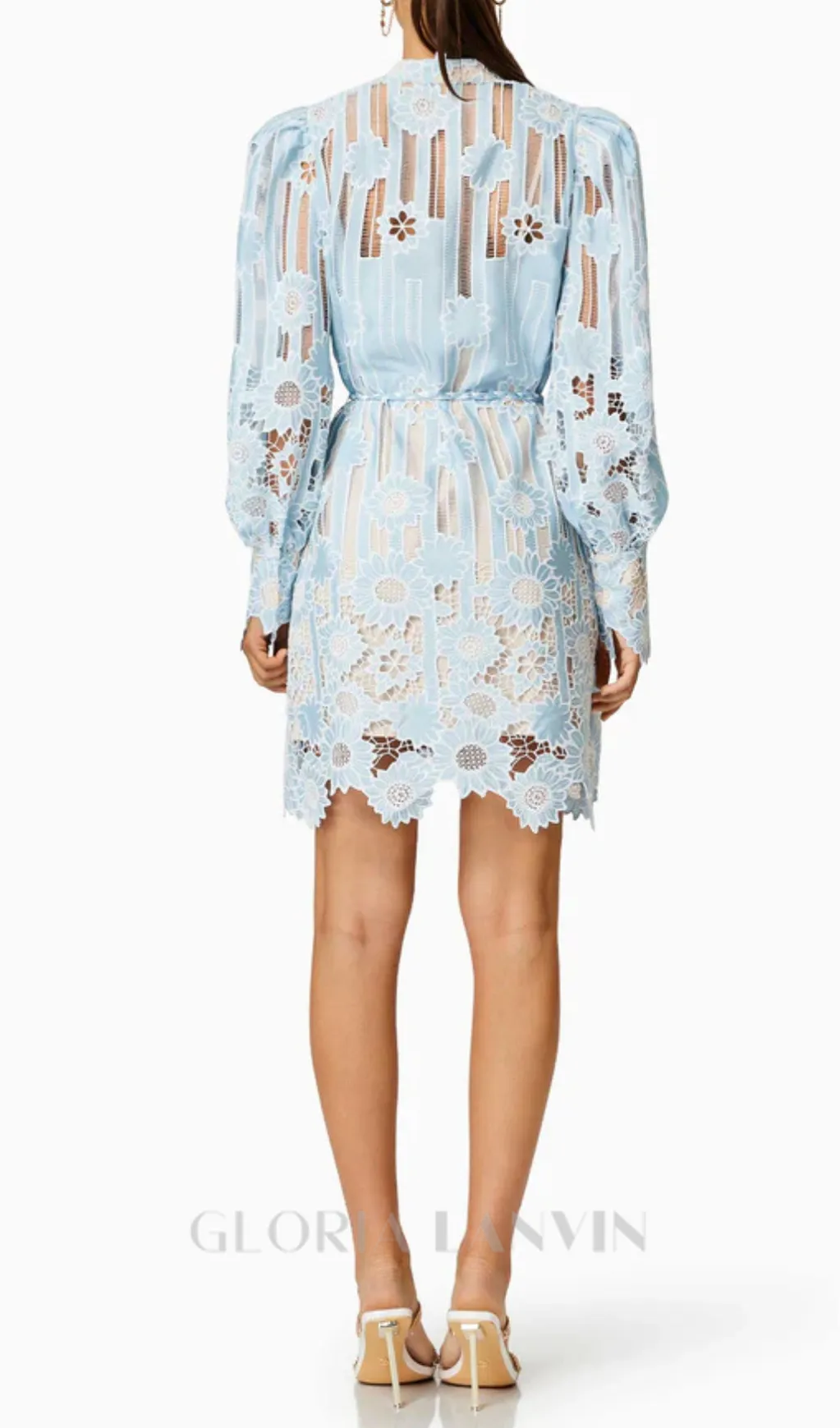 Jetsetter hollow long sleeve Mini Dress In Blue Gloria Lanvin