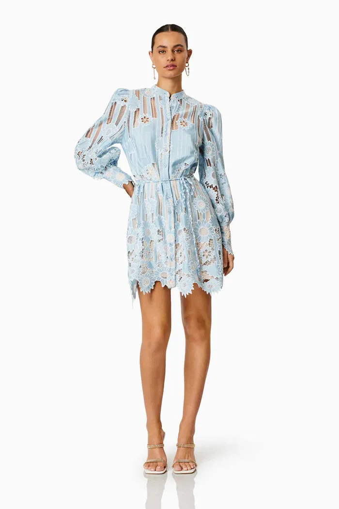 Jetsetter hollow long sleeve Mini Dress In Blue Gloria Lanvin