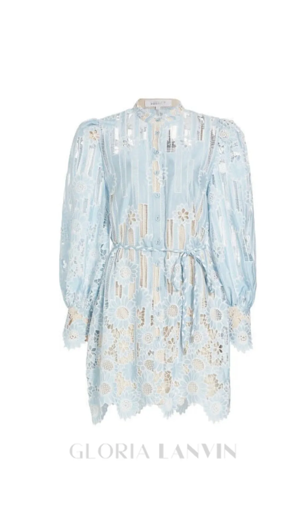 Jetsetter hollow long sleeve Mini Dress In Blue Gloria Lanvin