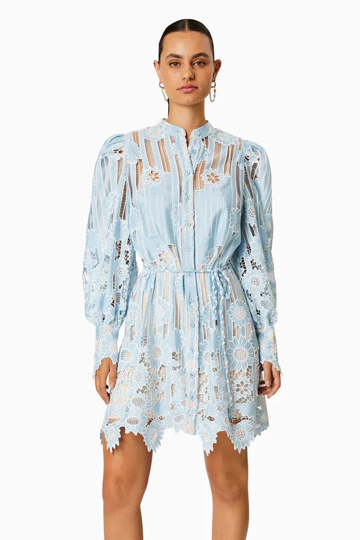 Jetsetter hollow long sleeve Mini Dress In Blue Gloria Lanvin