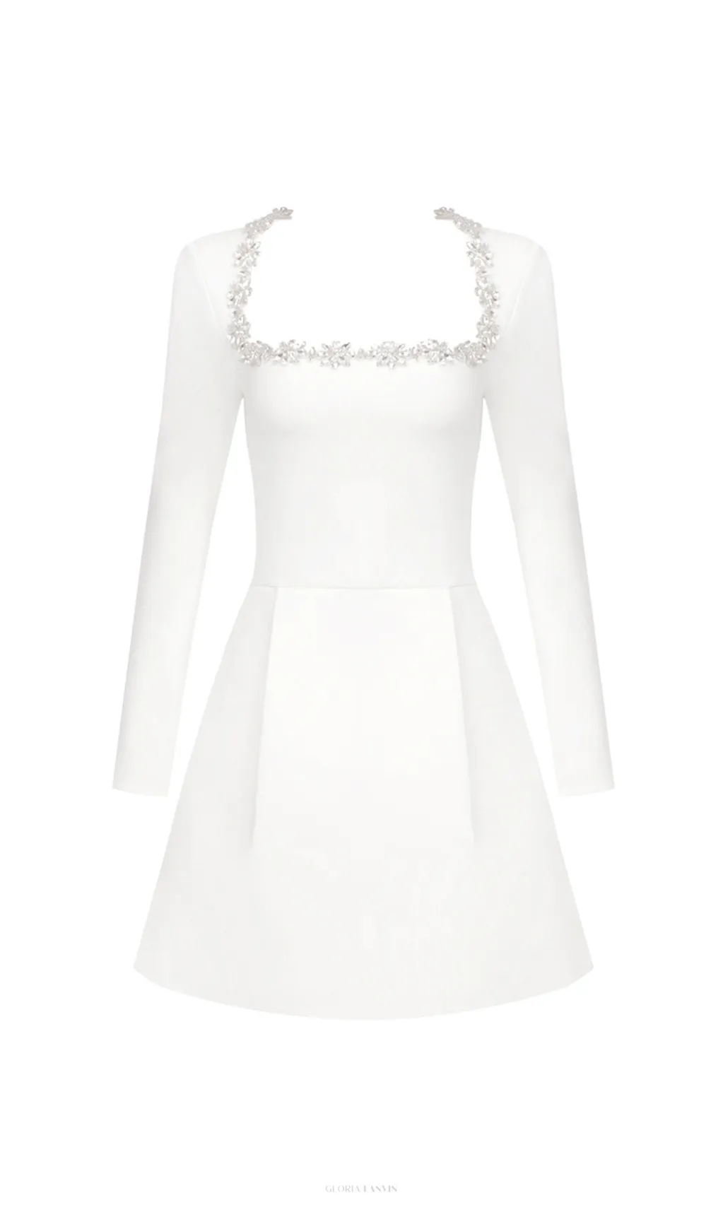 JEWEL-EMBELLISHED TRIM MINI DRESS IN WHITE Gloria Lanvin