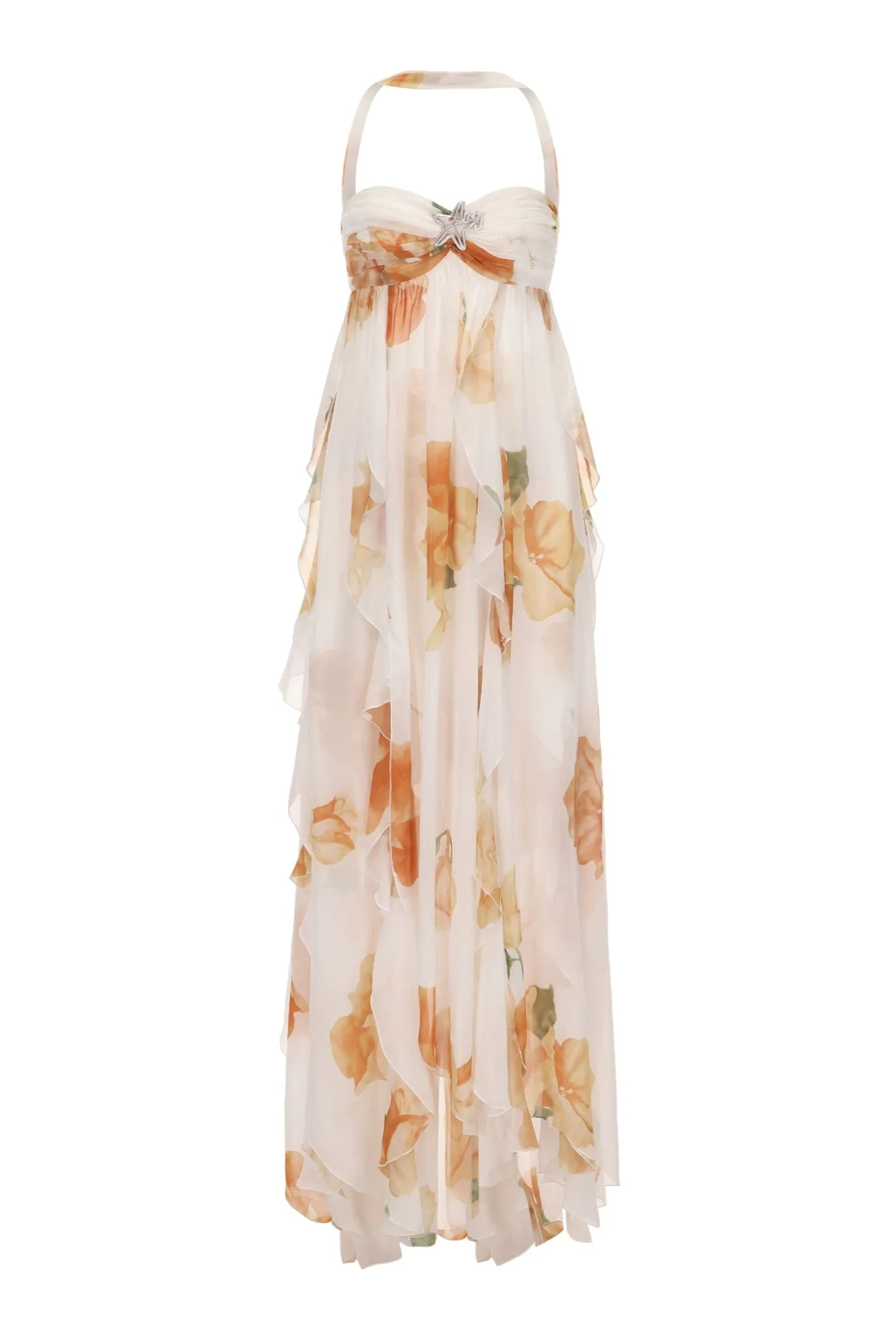 joanna Floral Halter Backless Split Maxi Dress Gloria Lanvin
