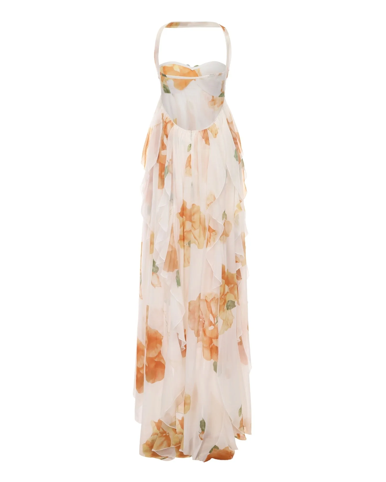 joanna Floral Halter Backless Split Maxi Dress Gloria Lanvin