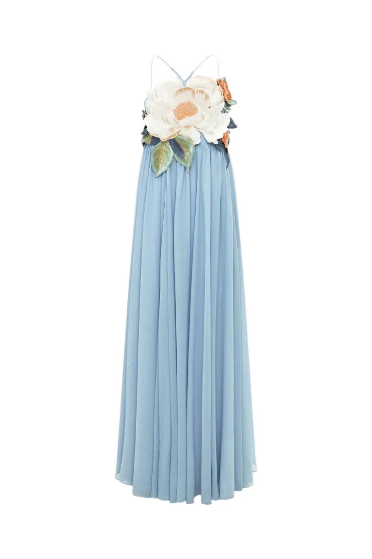 joanne Appliqu Floral Maxi Dress in Powder Blue Gloria Lanvin