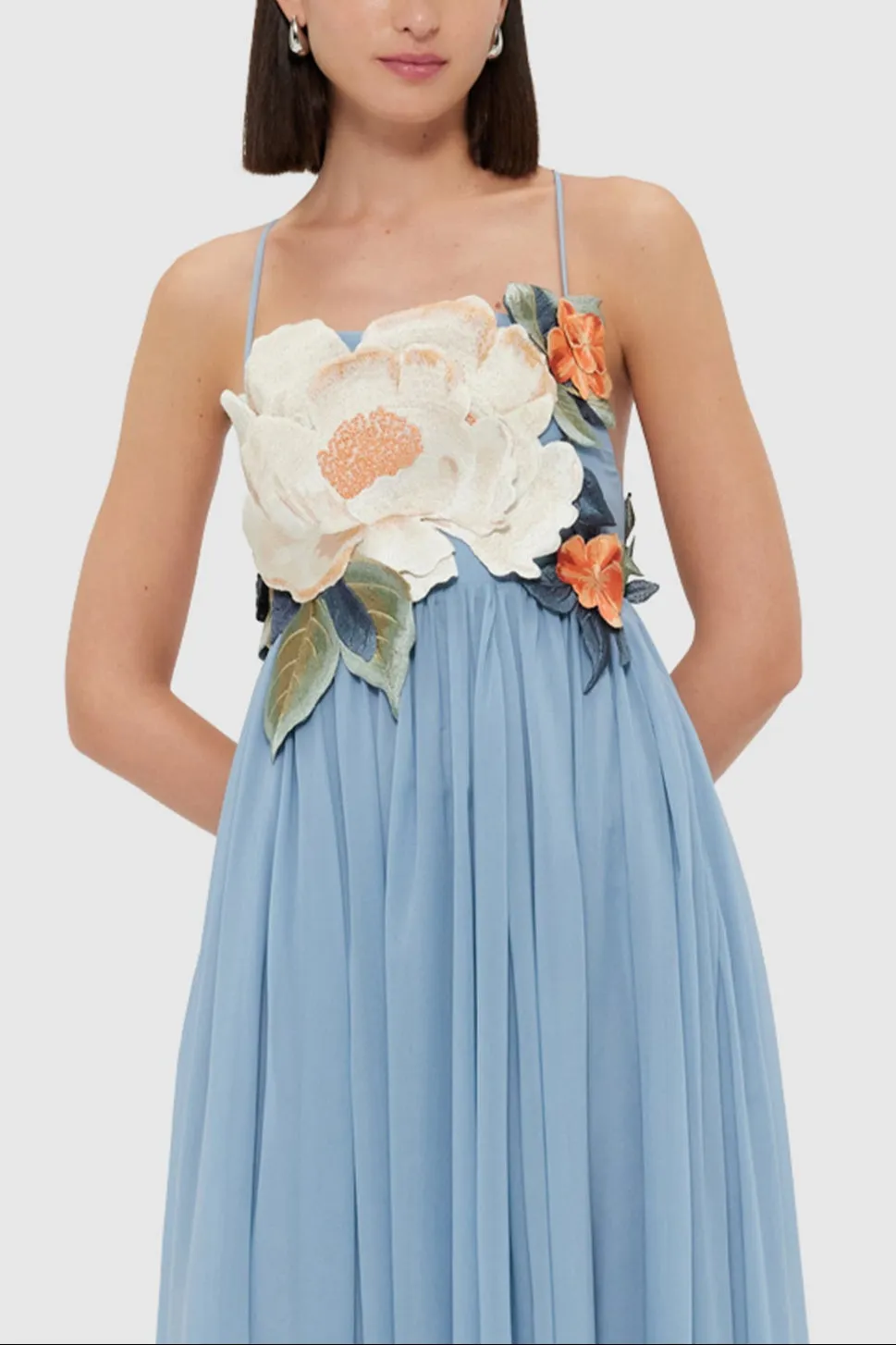 joanne Appliqu Floral Maxi Dress in Powder Blue Gloria Lanvin