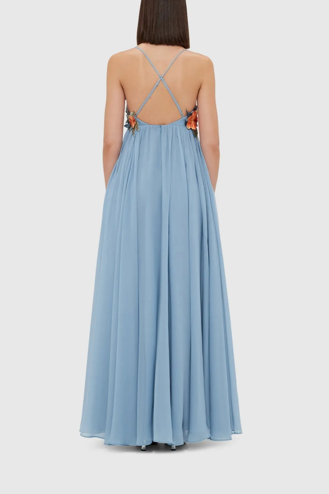 joanne Appliqu Floral Maxi Dress in Powder Blue Gloria Lanvin