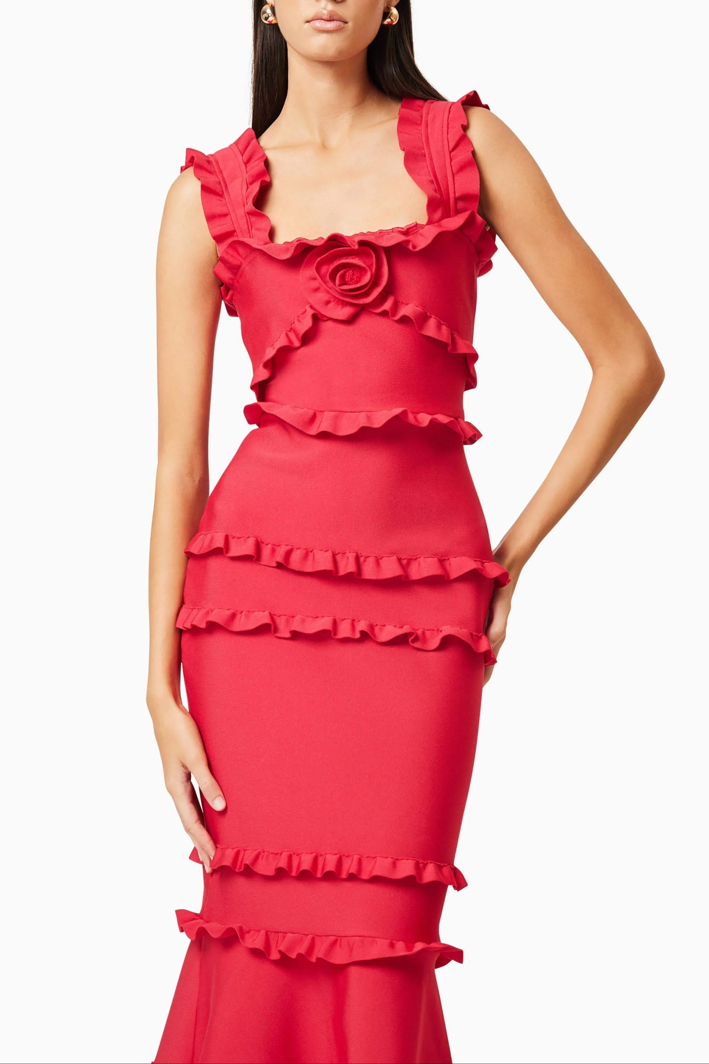 josephine Frill Maxi Dress in Red Gloria Lanvin