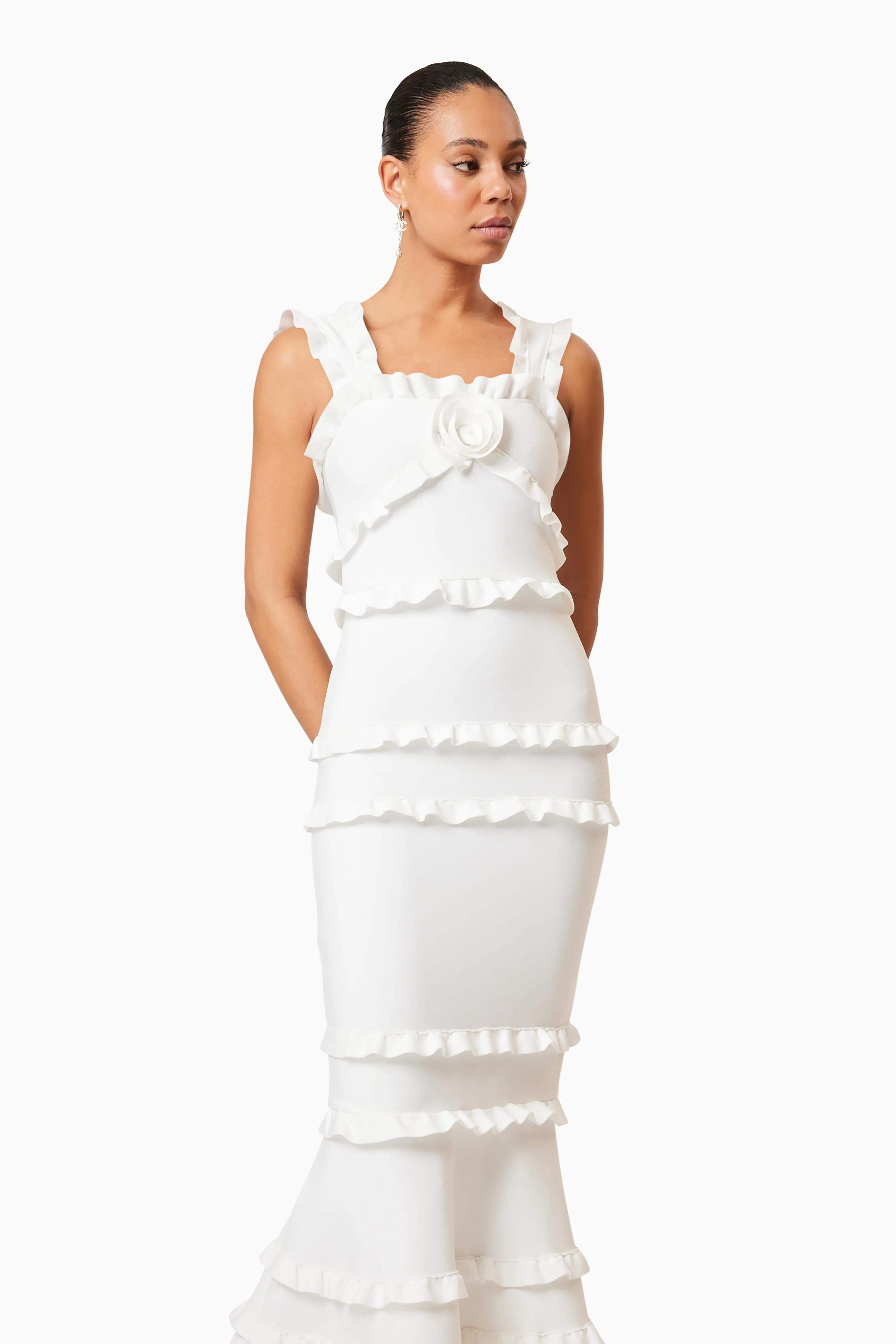josephine Frill Maxi Dress in White Gloria Lanvin