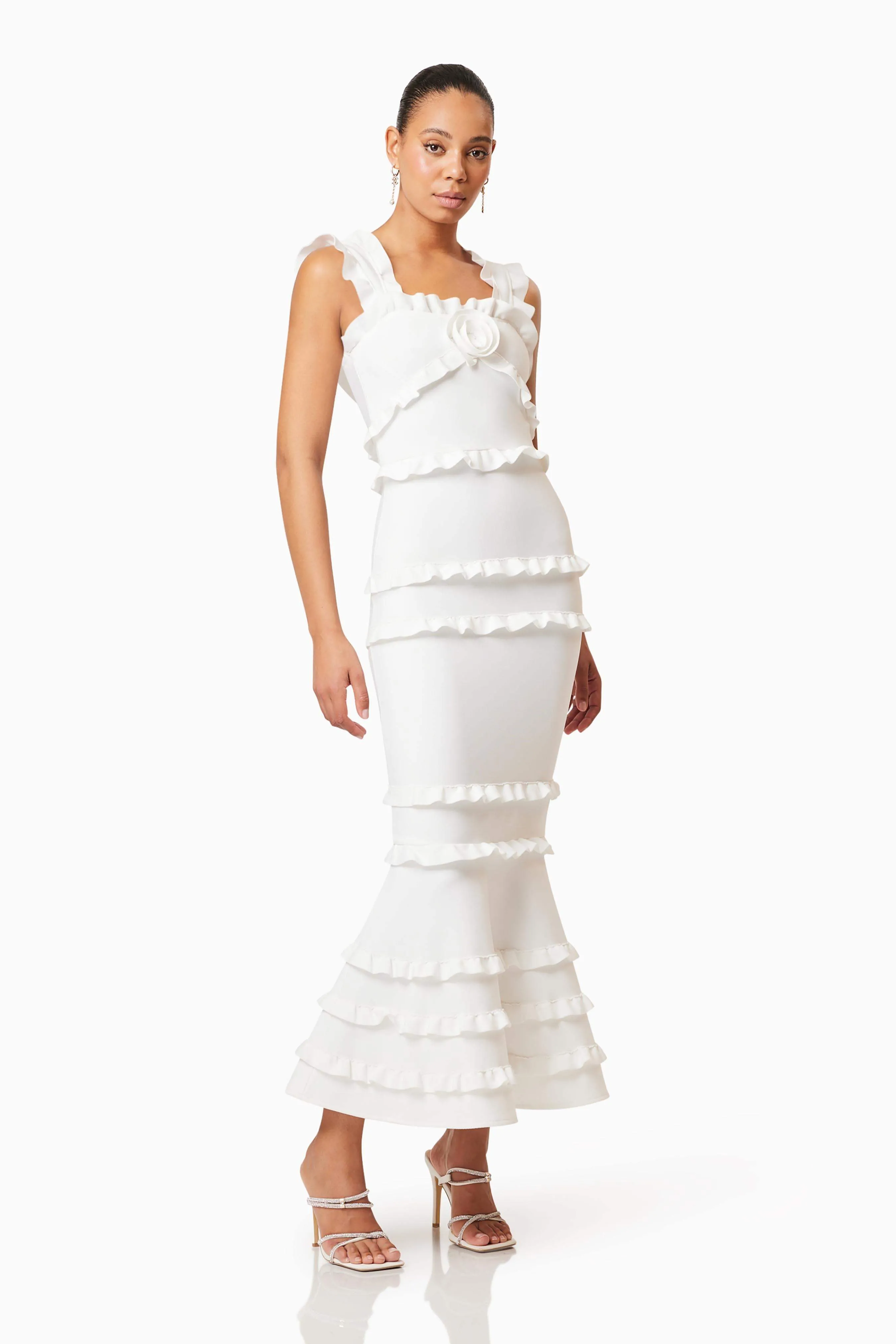 josephine Frill Maxi Dress in White Gloria Lanvin