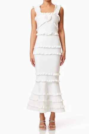 josephine Frill Maxi Dress in White Gloria Lanvin