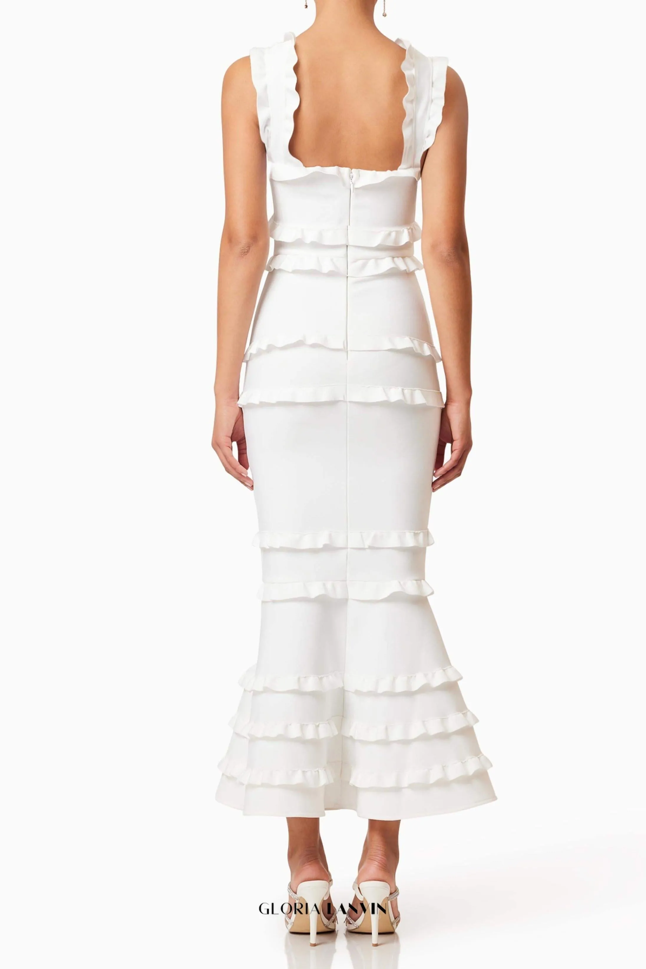 josephine Frill Maxi Dress in White Gloria Lanvin