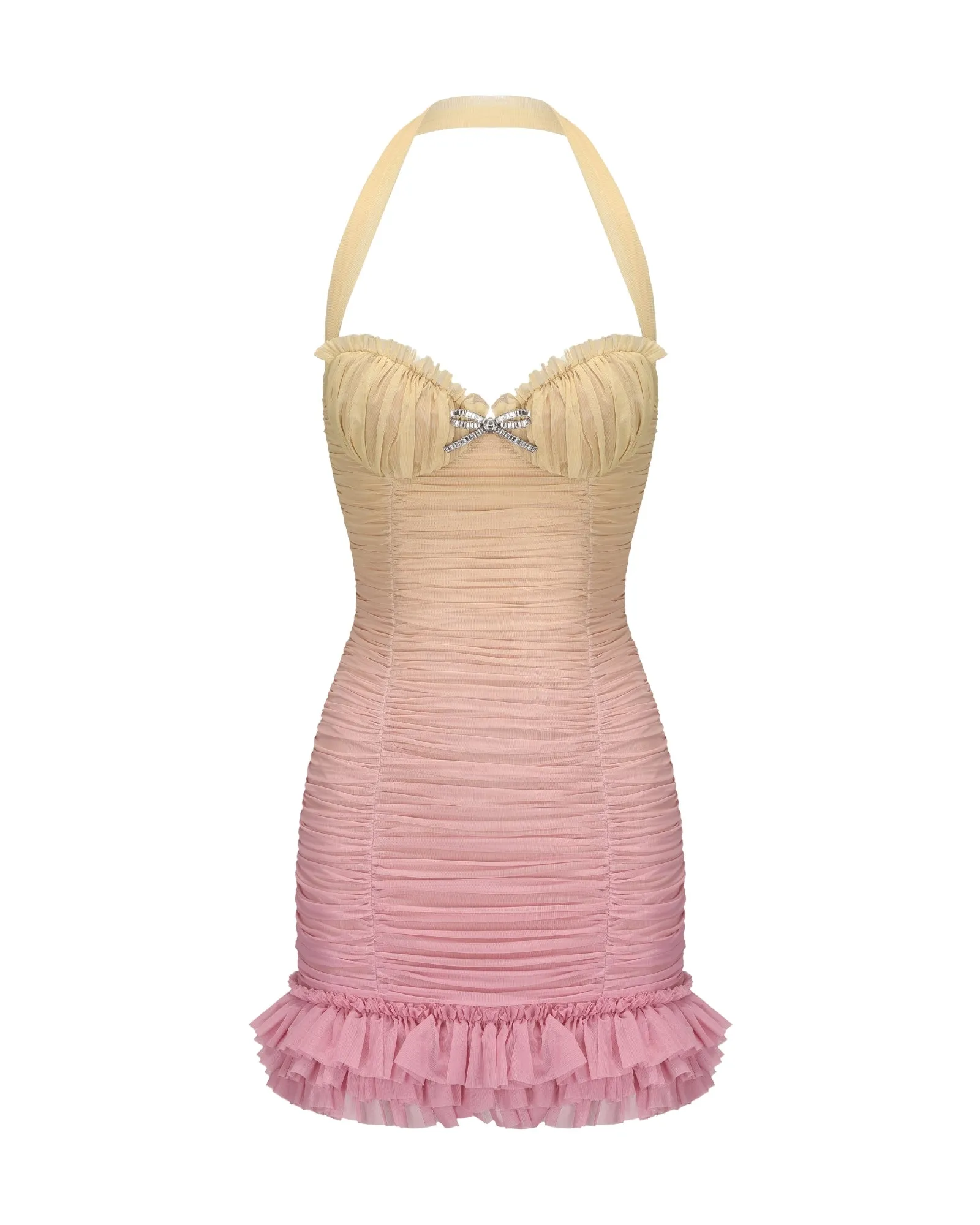joyce pleated hem mini dress in Gradient yellow Gloria Lanvin