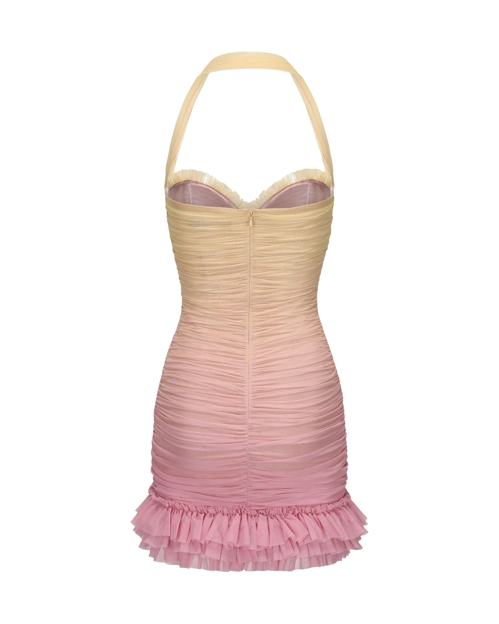 joyce pleated hem mini dress in Gradient yellow Gloria Lanvin