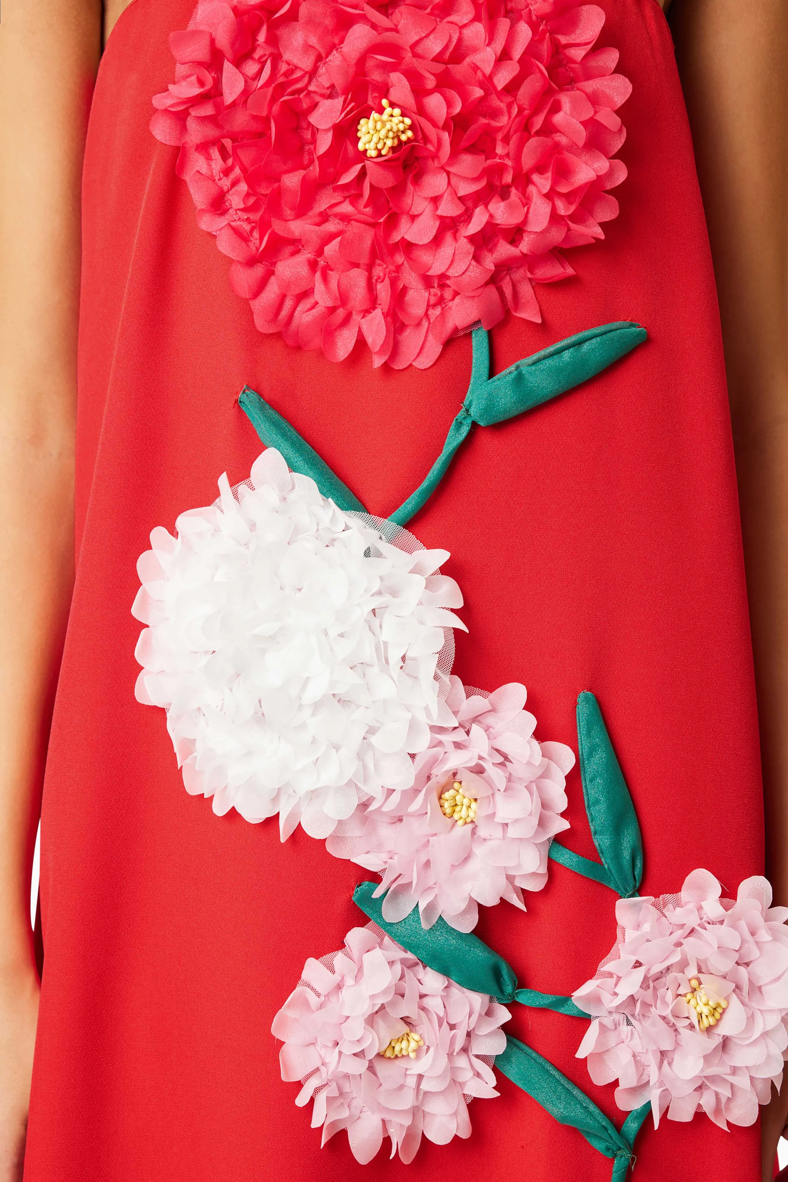 judy Buttercup Embroidered Maxi Dress In Red Gloria Lanvin