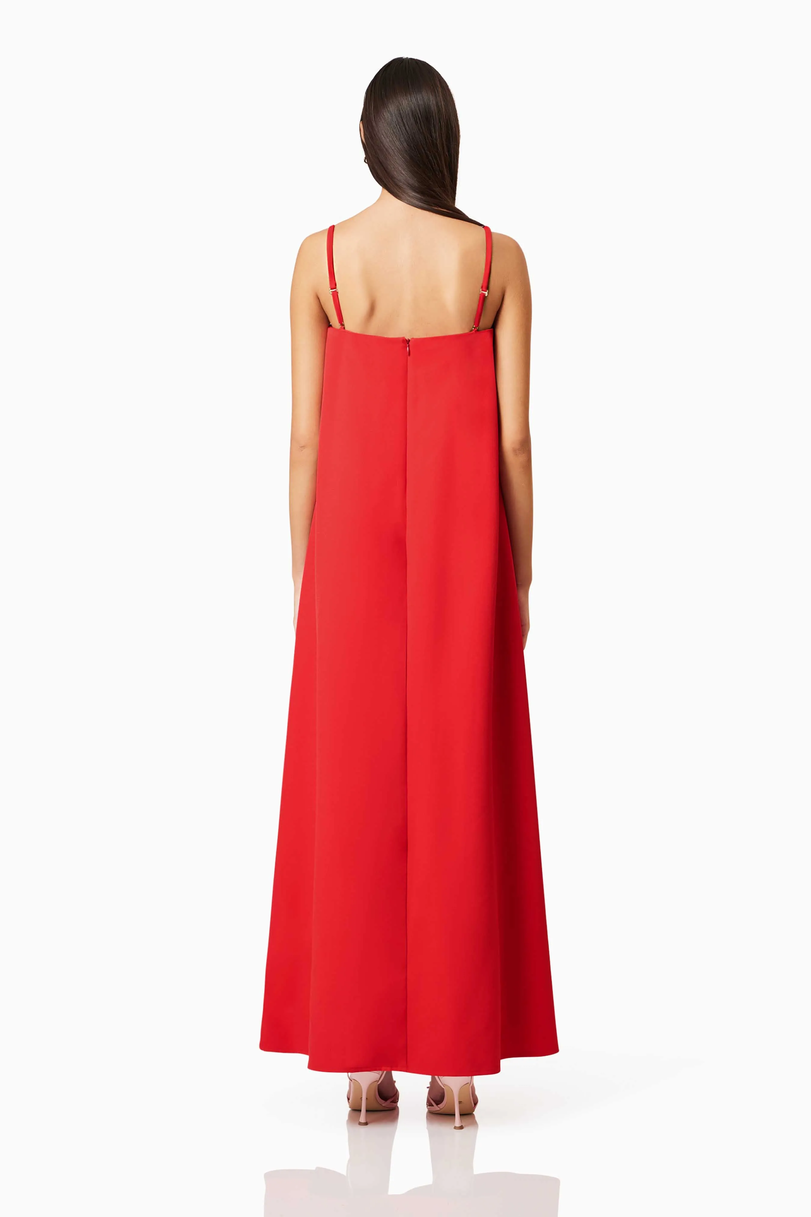 judy Buttercup Embroidered Maxi Dress In Red Gloria Lanvin