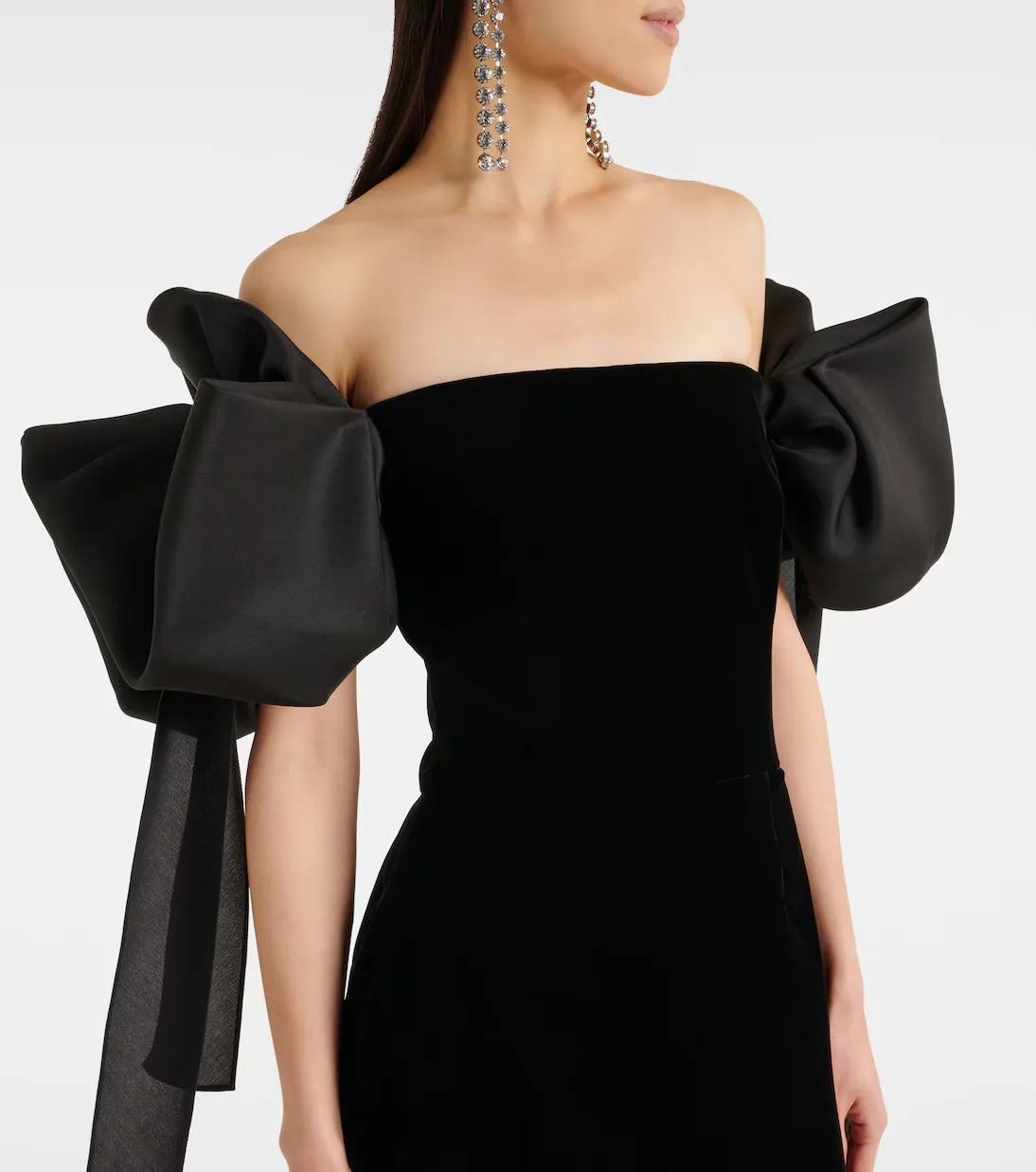 julie bow Off-shoulder mini dress in black Gloria Lanvin