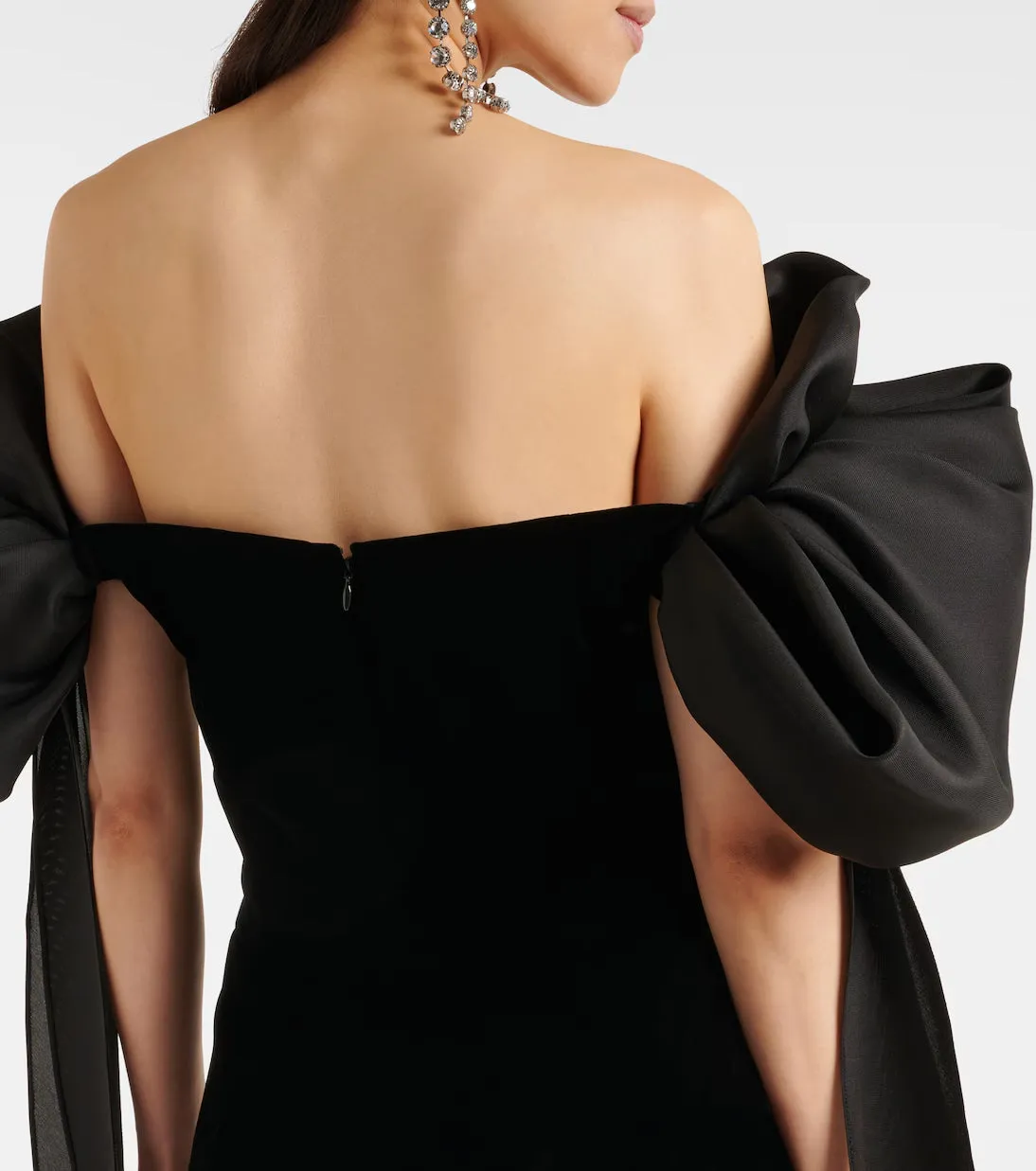 julie bow Off-shoulder mini dress in black Gloria Lanvin