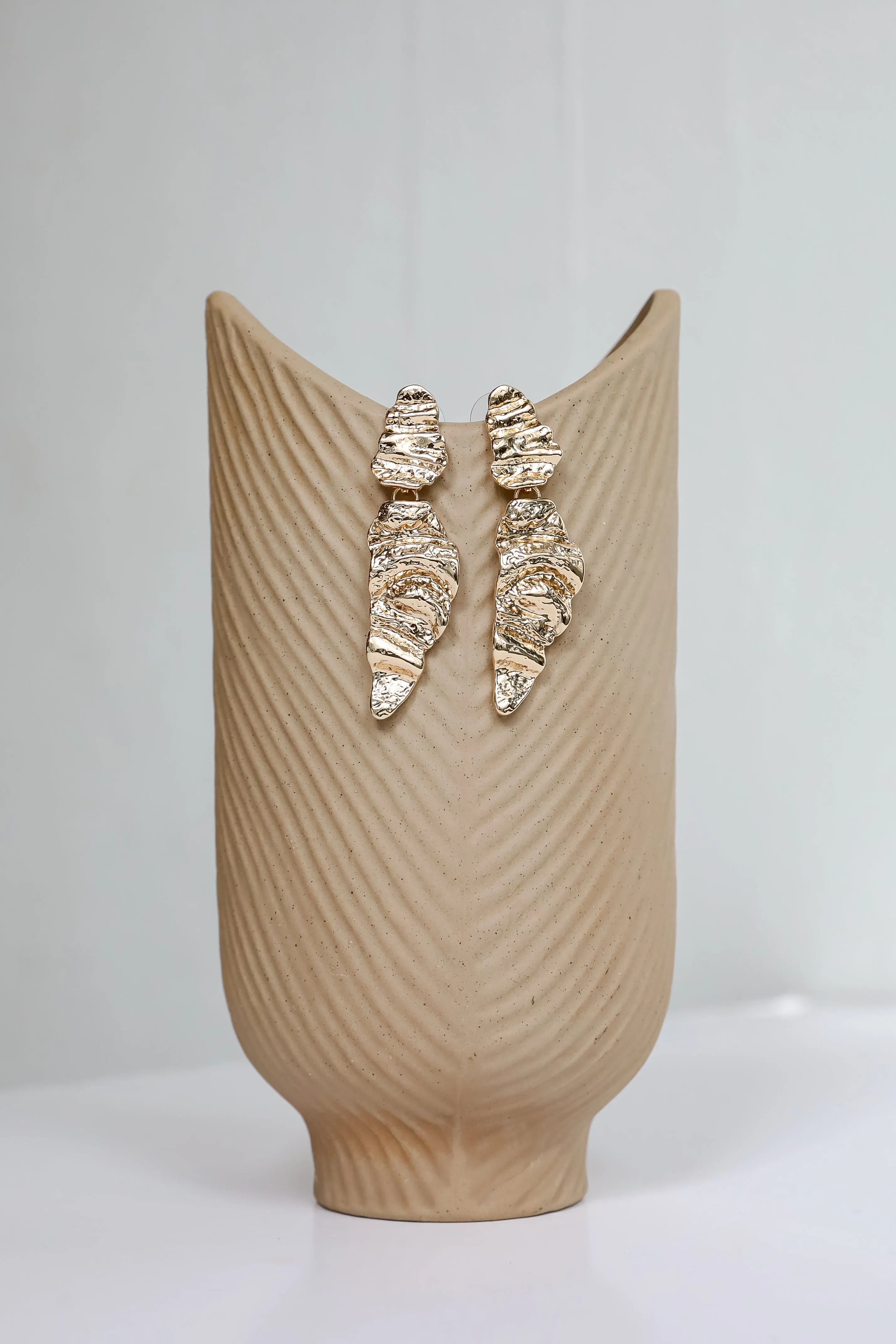 Julie Gold Hammered Drop Earrings