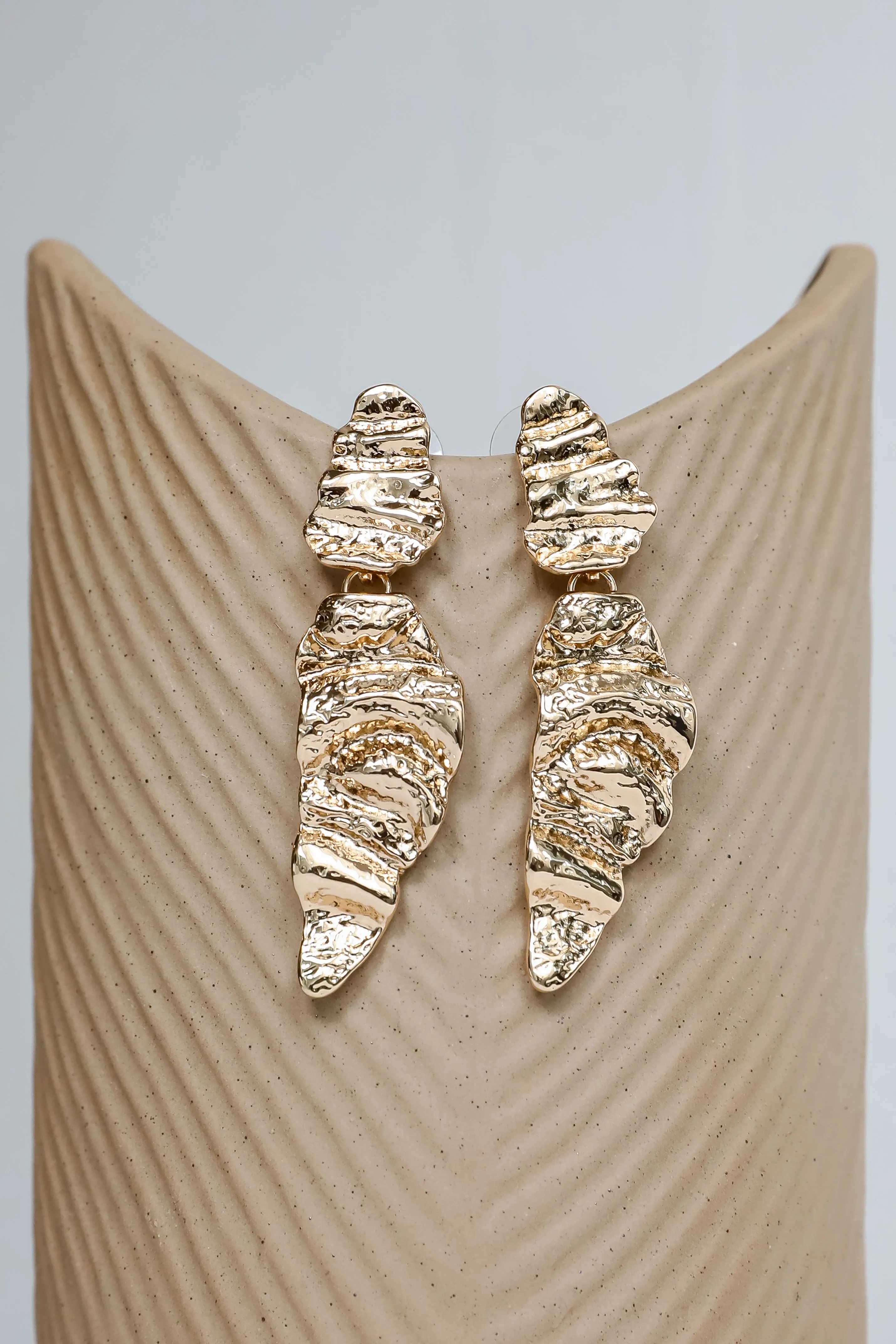 Julie Gold Hammered Drop Earrings