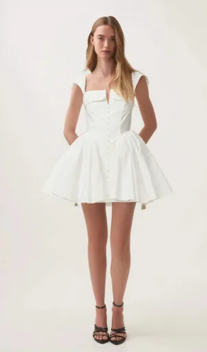 Julie white folded-neck bonded sleeveless mini dress Gloria Lanvin