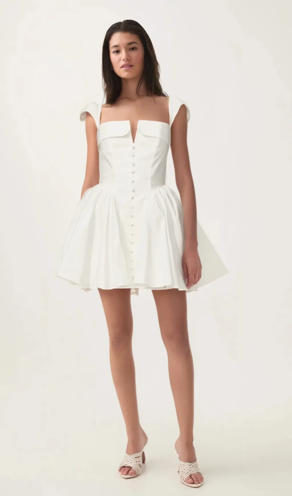 Julie white folded-neck bonded sleeveless mini dress Gloria Lanvin