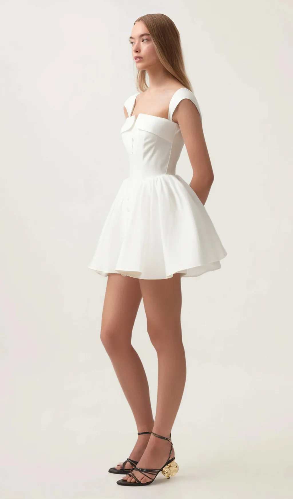 Julie white folded-neck bonded sleeveless mini dress Gloria Lanvin
