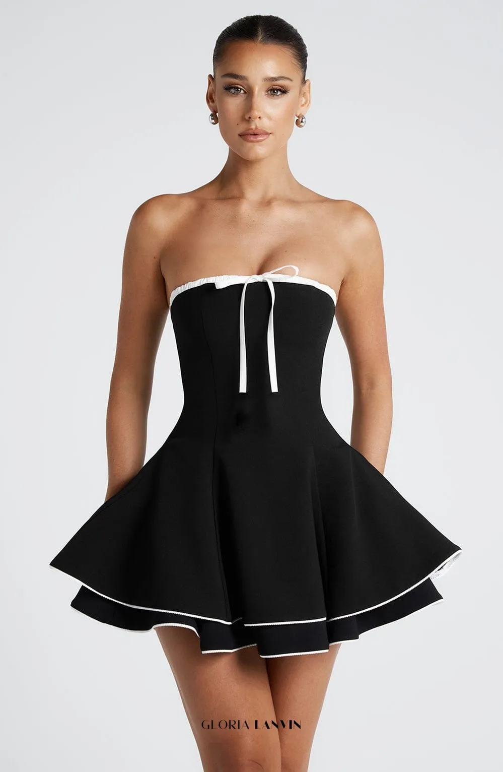 Juno strapless Mini Dress in Black Gloria Lanvin