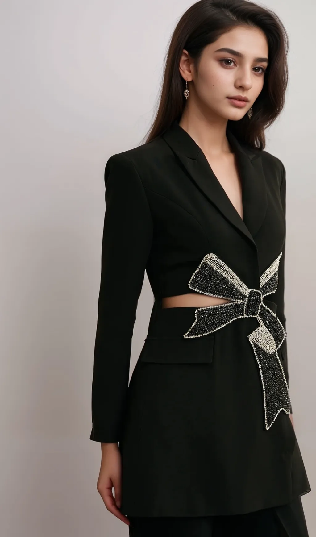 Justine black bowknot cut-out blazer Gloria Lanvin