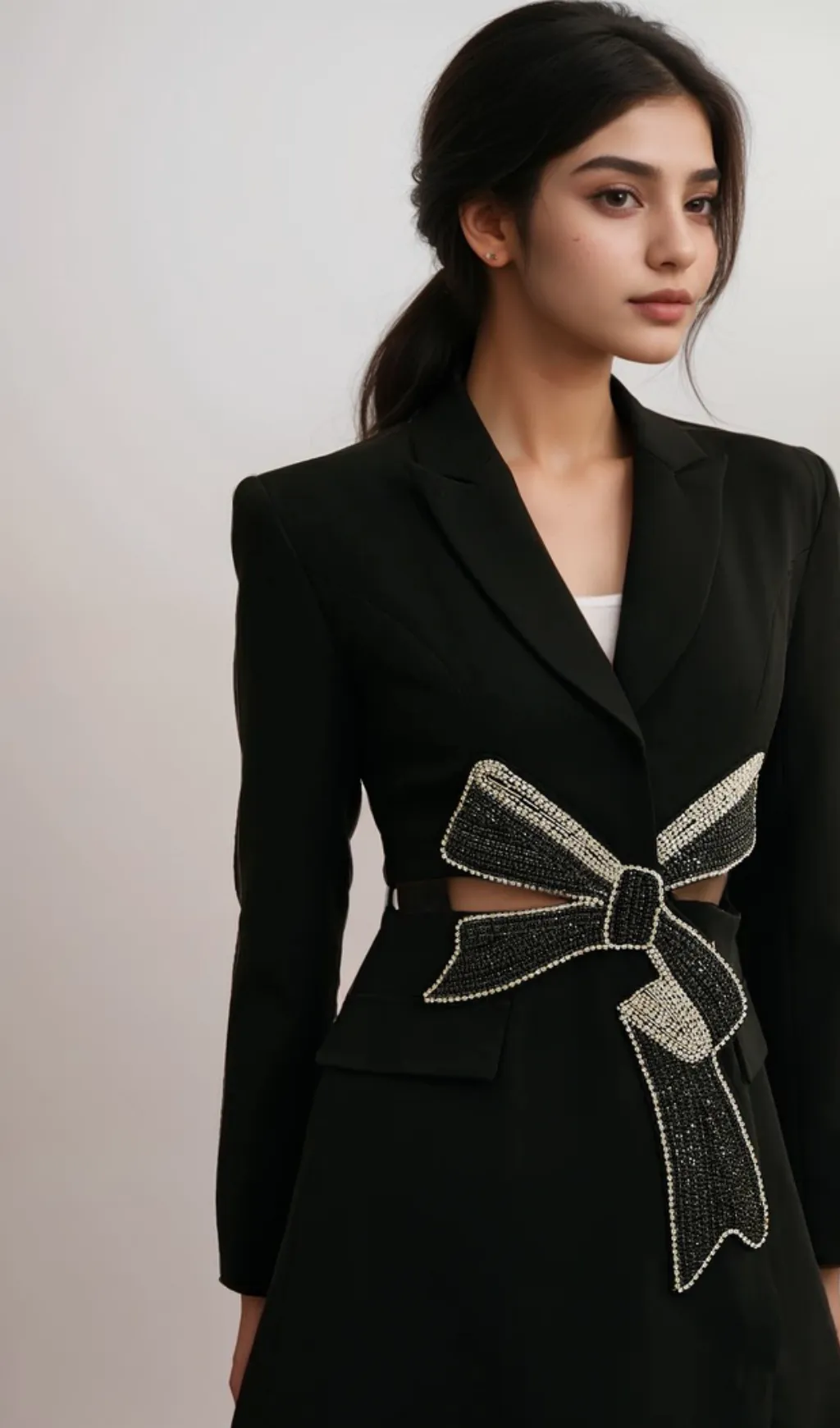 Justine black bowknot cut-out blazer Gloria Lanvin