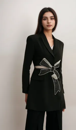 Justine black bowknot cut-out blazer Gloria Lanvin