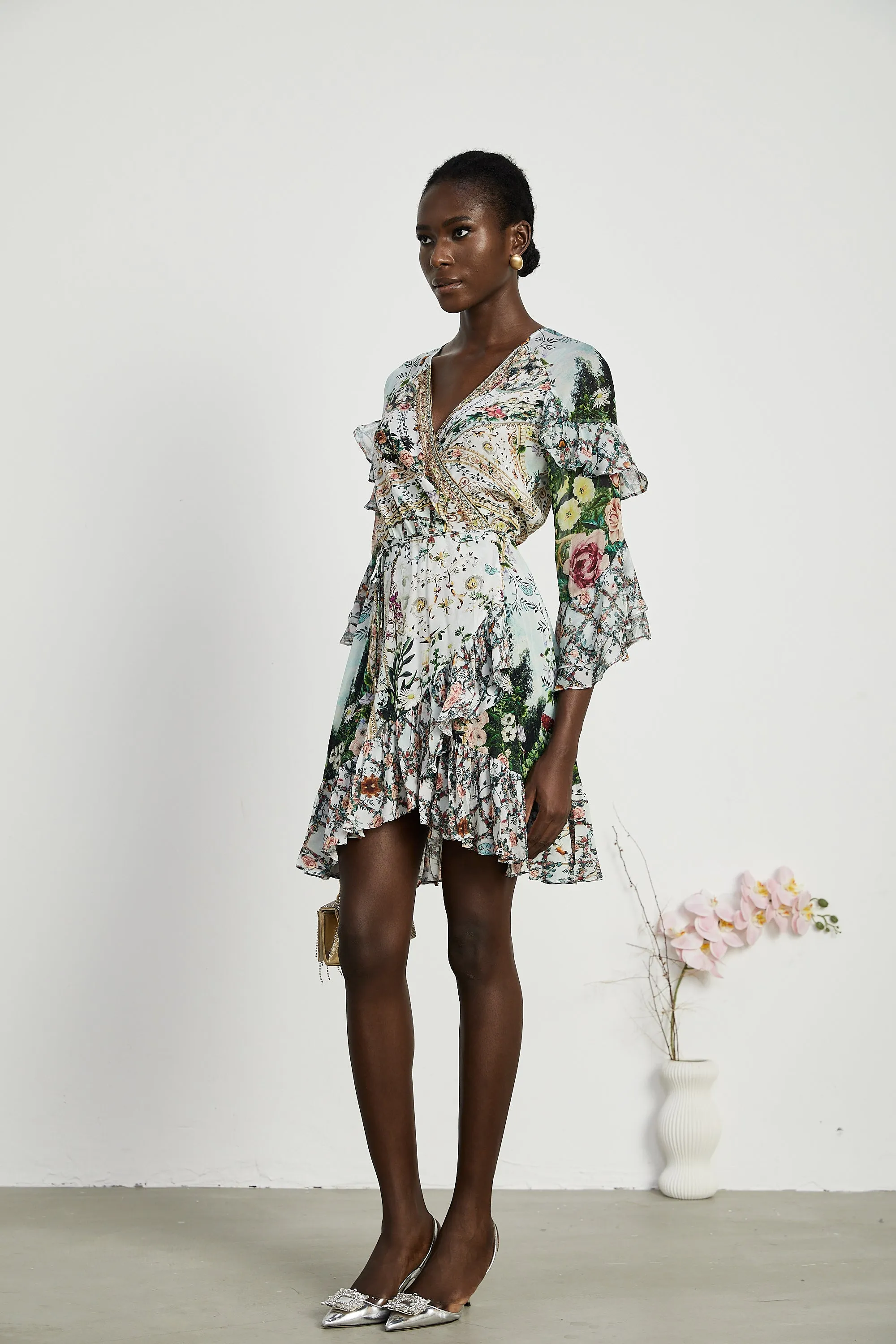 Kalena ruffled wrap mini dress Gloria Lanvin