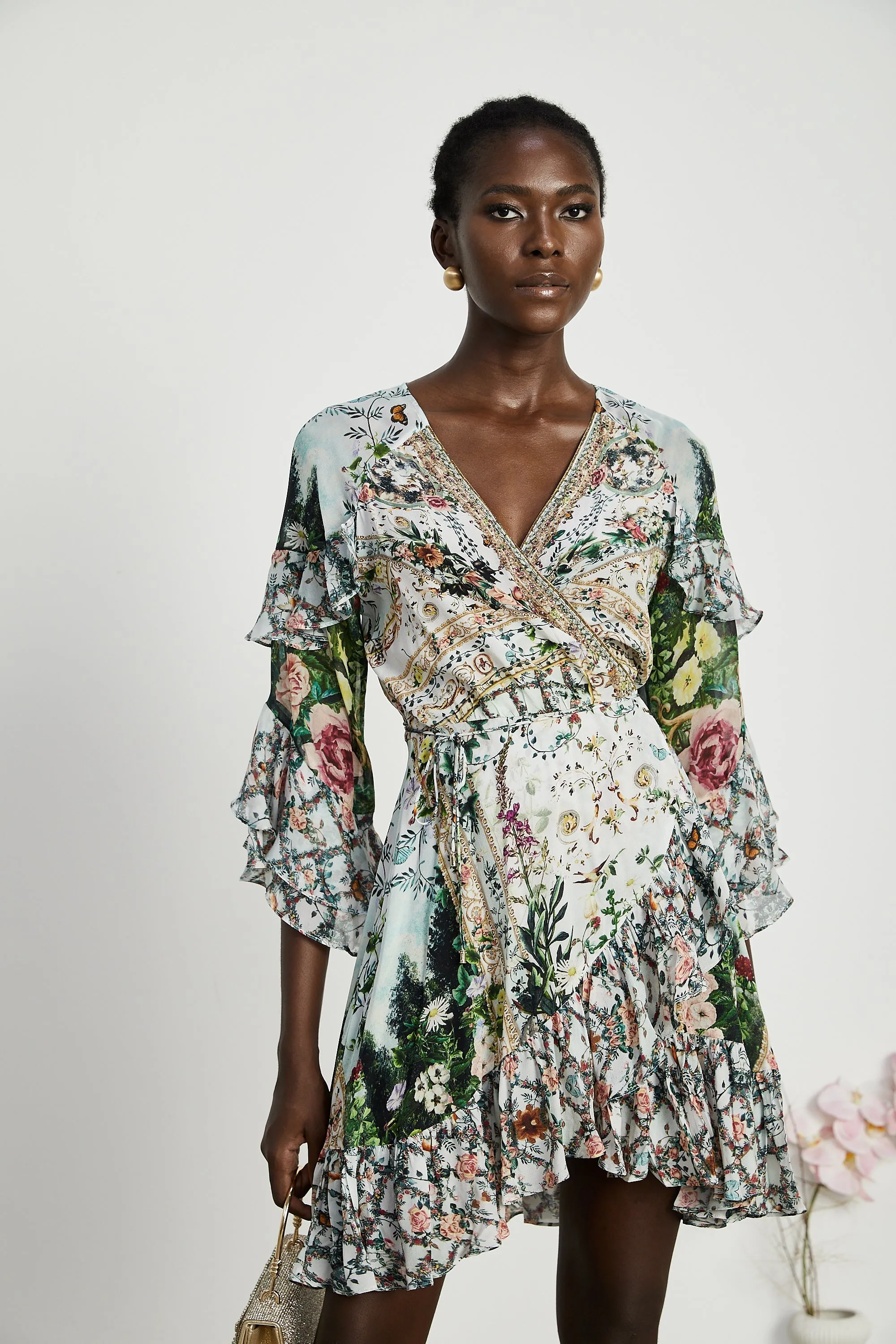 Kalena ruffled wrap mini dress Gloria Lanvin
