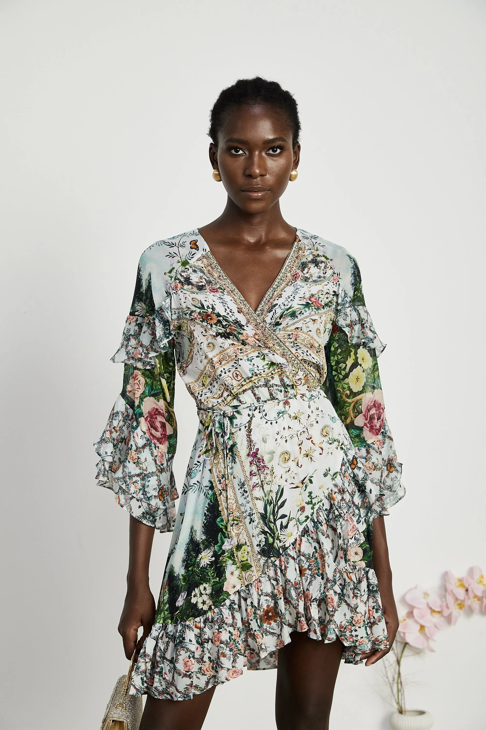 Kalena ruffled wrap mini dress Gloria Lanvin