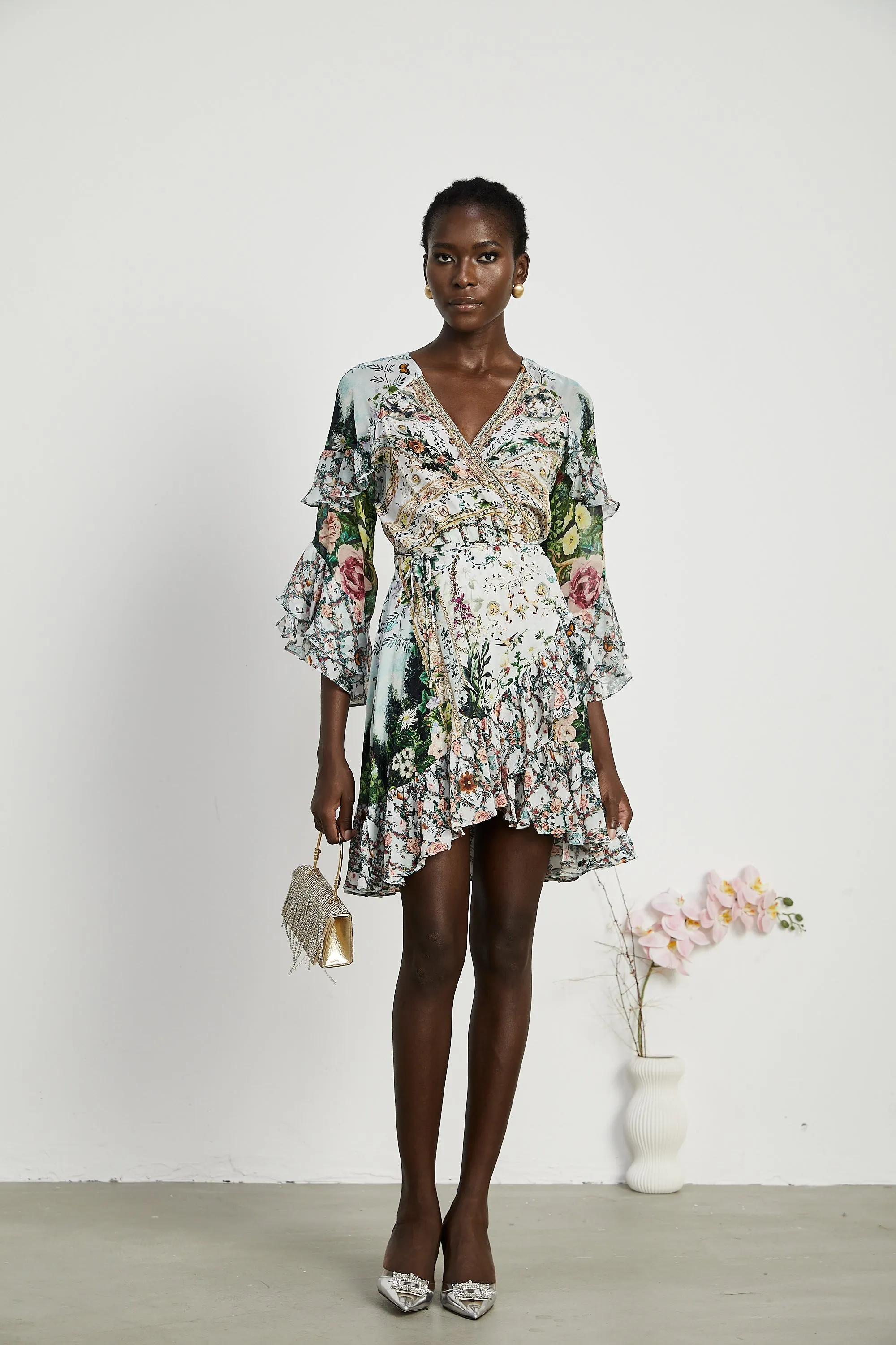 Kalena ruffled wrap mini dress Gloria Lanvin