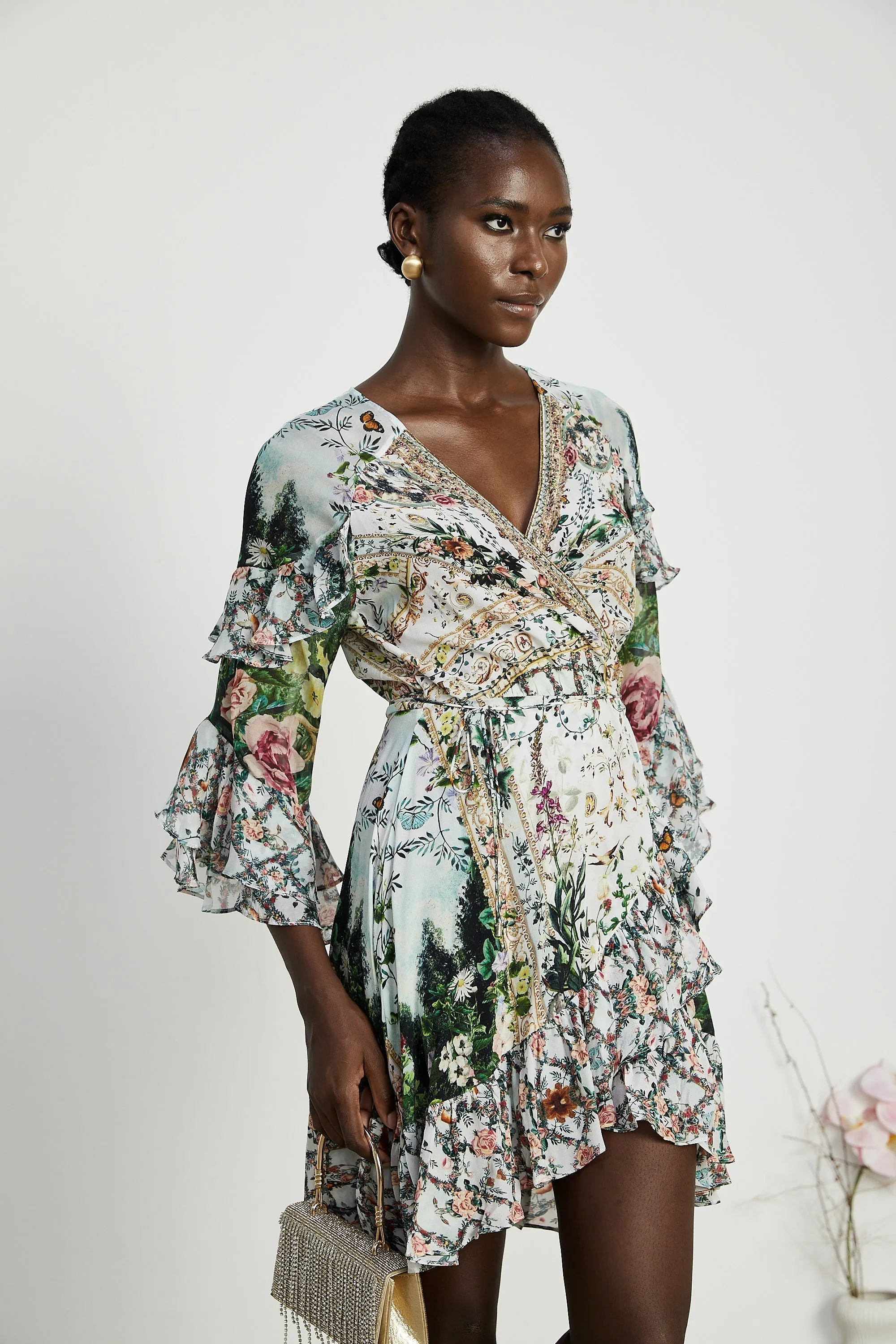 Kalena ruffled wrap mini dress Gloria Lanvin