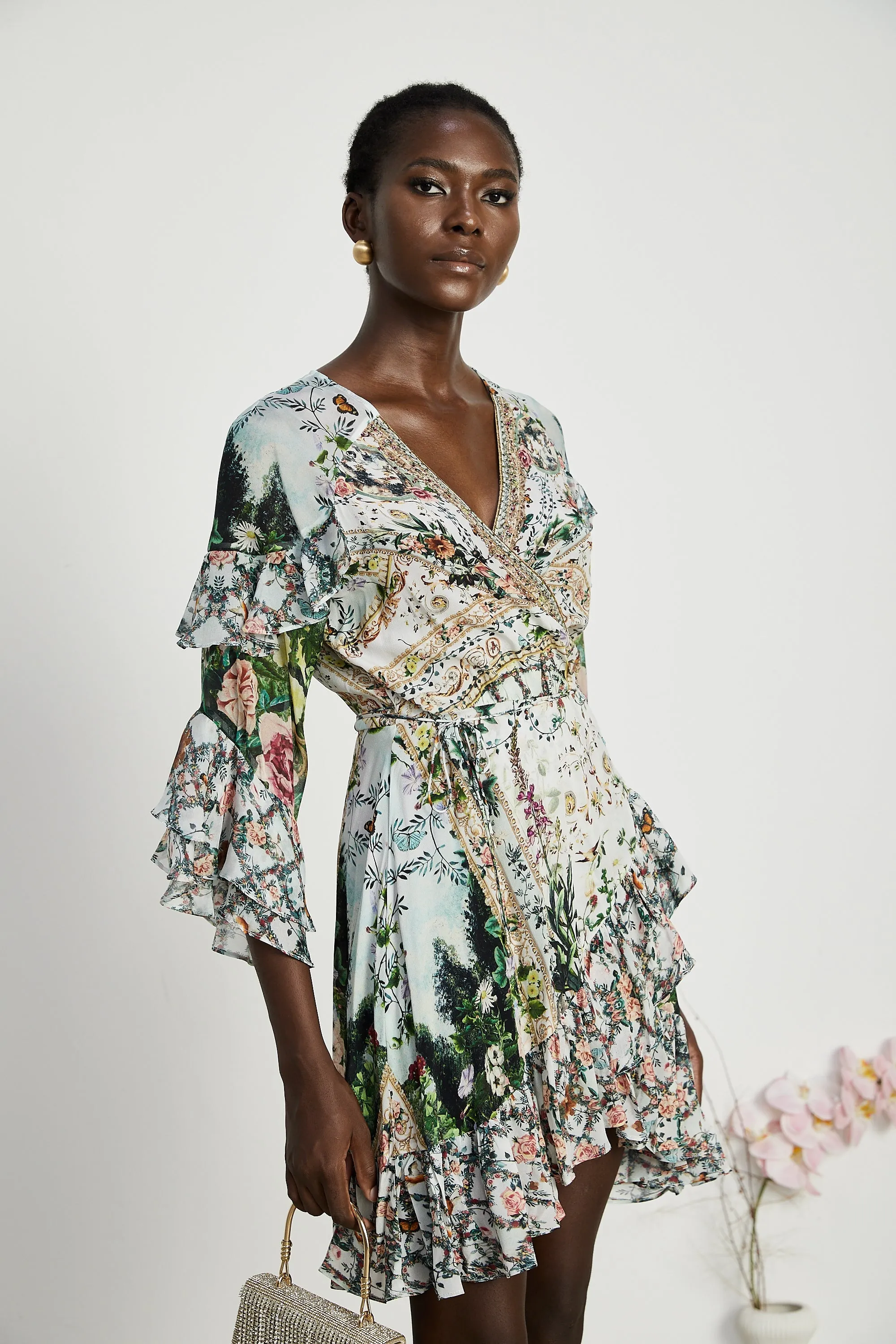 Kalena ruffled wrap mini dress Gloria Lanvin