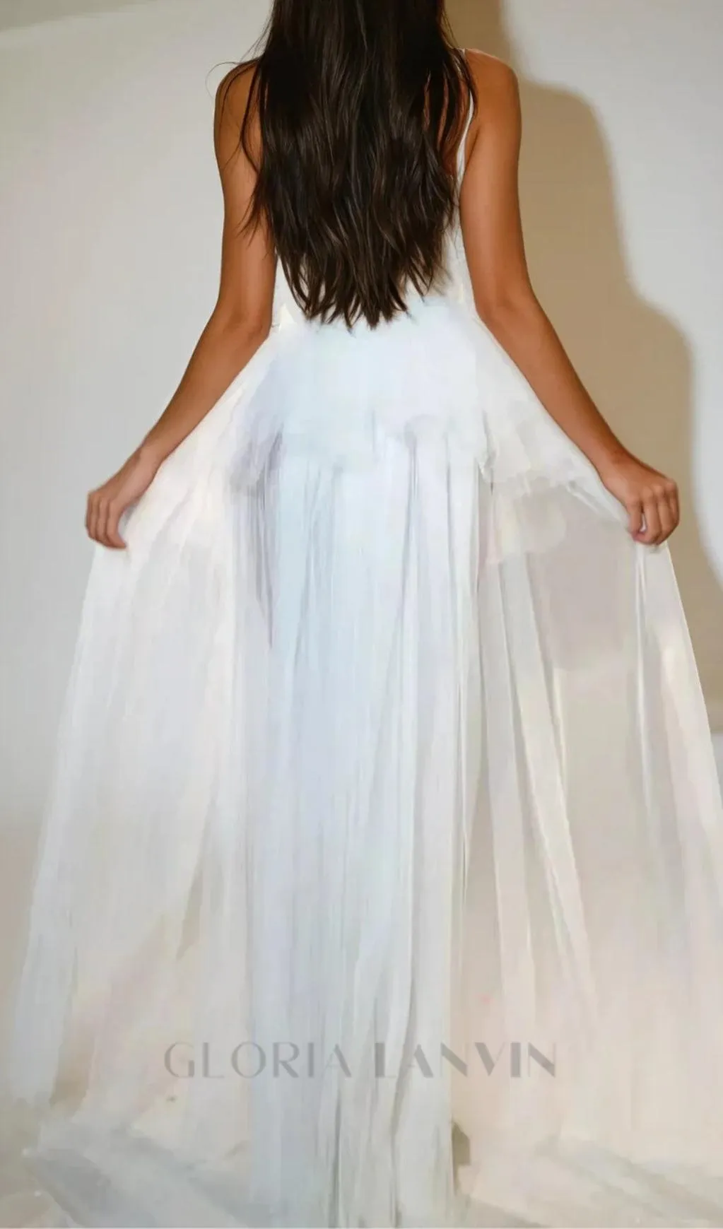 Kalene Strapless Ruffle Tulle Dress In White Gloria Lanvin