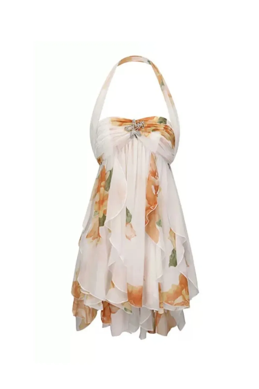 katherine Floral Halter Backless Mini Dress Gloria Lanvin