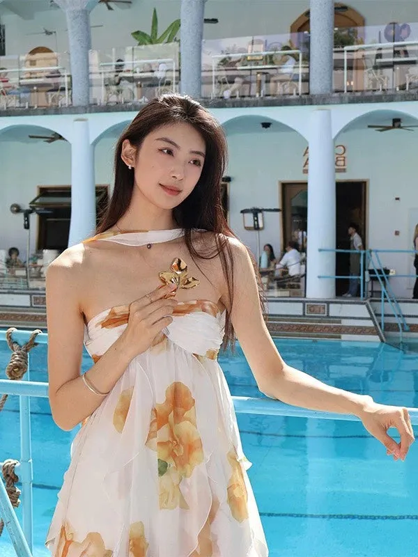 katherine Floral Halter Backless Mini Dress Gloria Lanvin