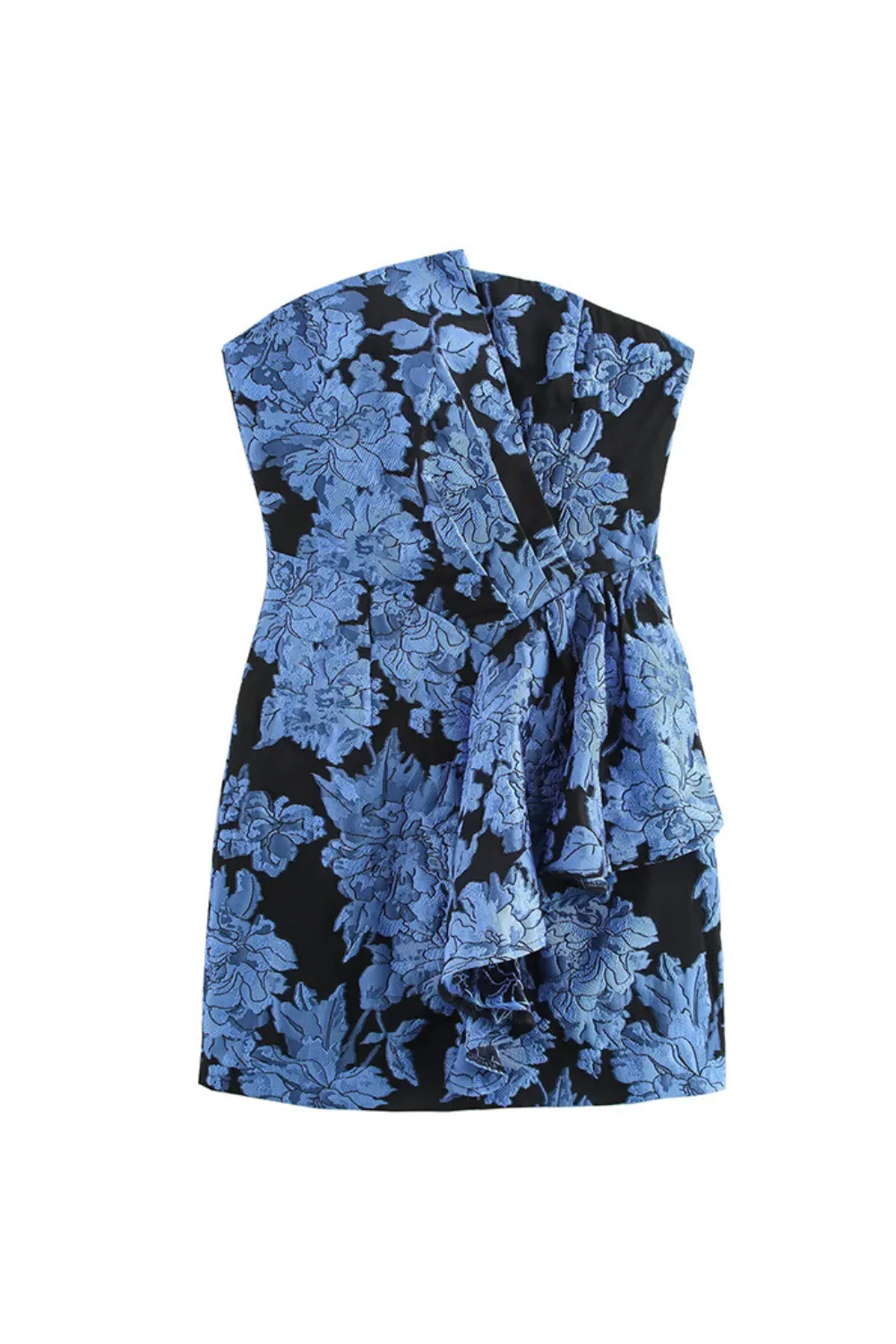 Kayla Jacquard Strapless Mini Dress In Blue Gloria Lanvin