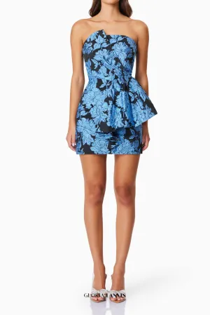 Kayla Jacquard Strapless Mini Dress In Blue Gloria Lanvin