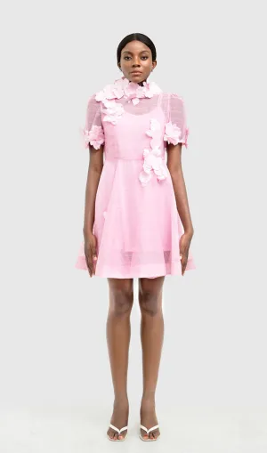 KEIRA PINK FLOWER MINI DRESS Gloria Lanvin