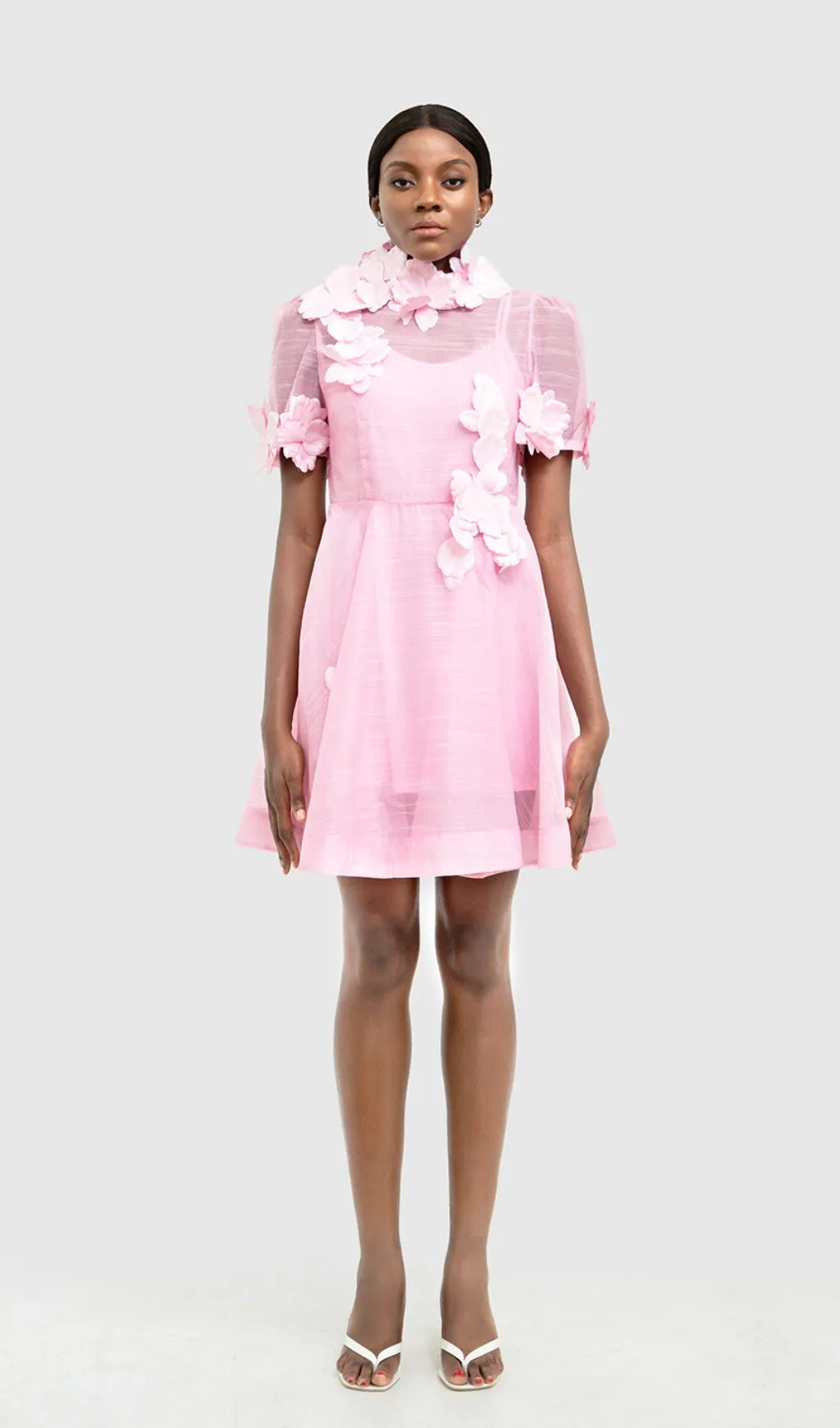 KEIRA PINK FLOWER MINI DRESS Gloria Lanvin