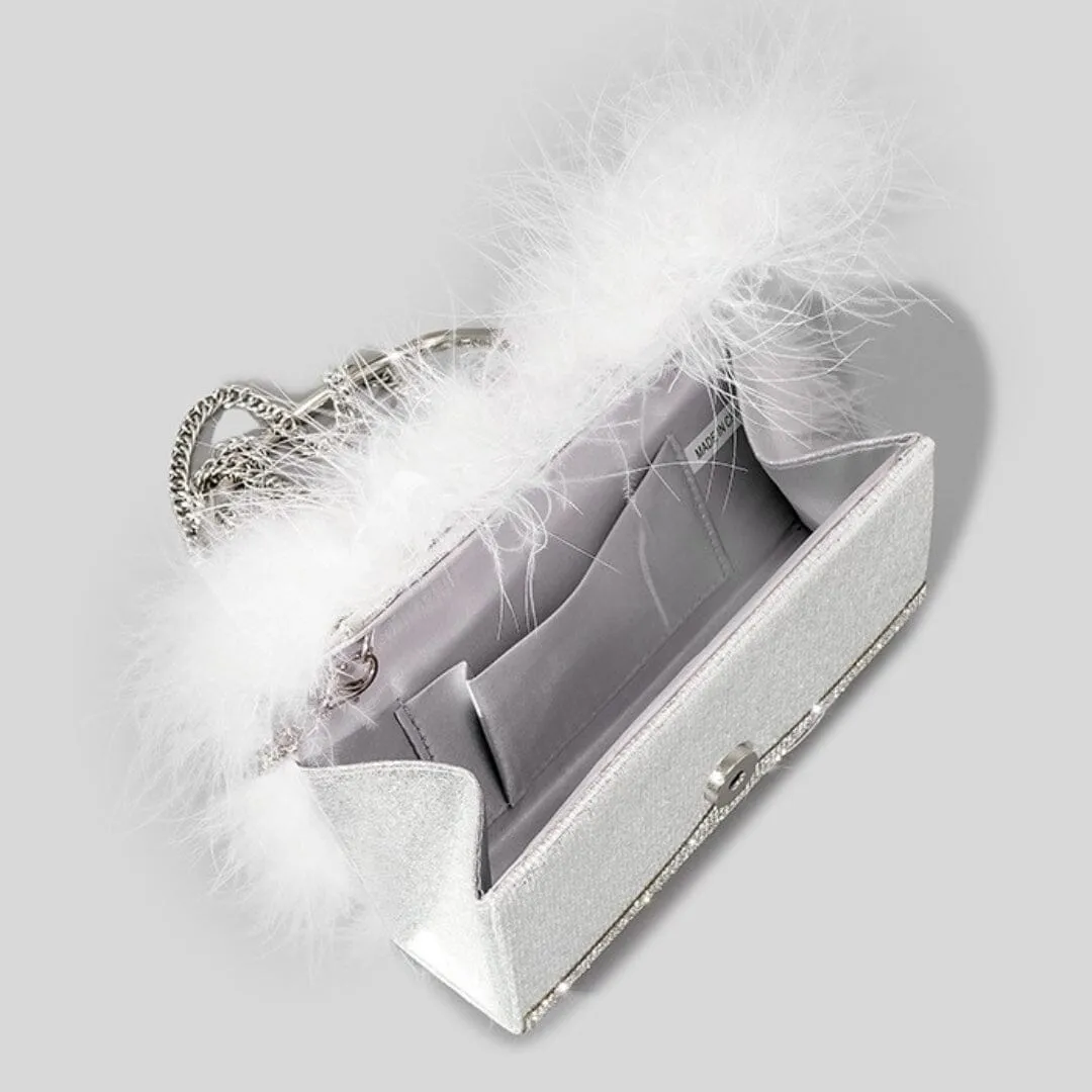 KERIN FEATHER POUCH - WHITE Gloria Lanvin
