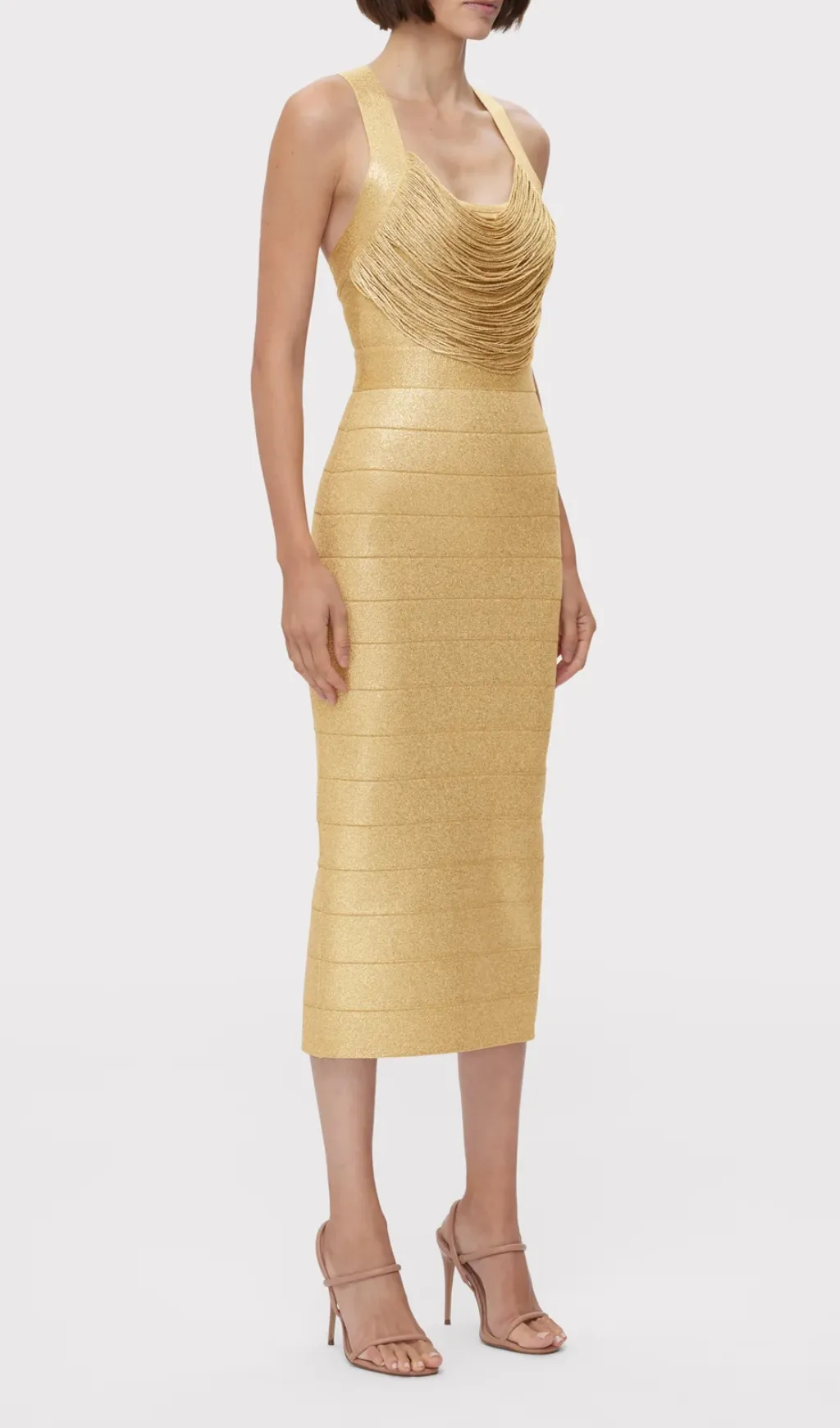 KNIT FRINGE MIDI DRESS Gloria Lanvin