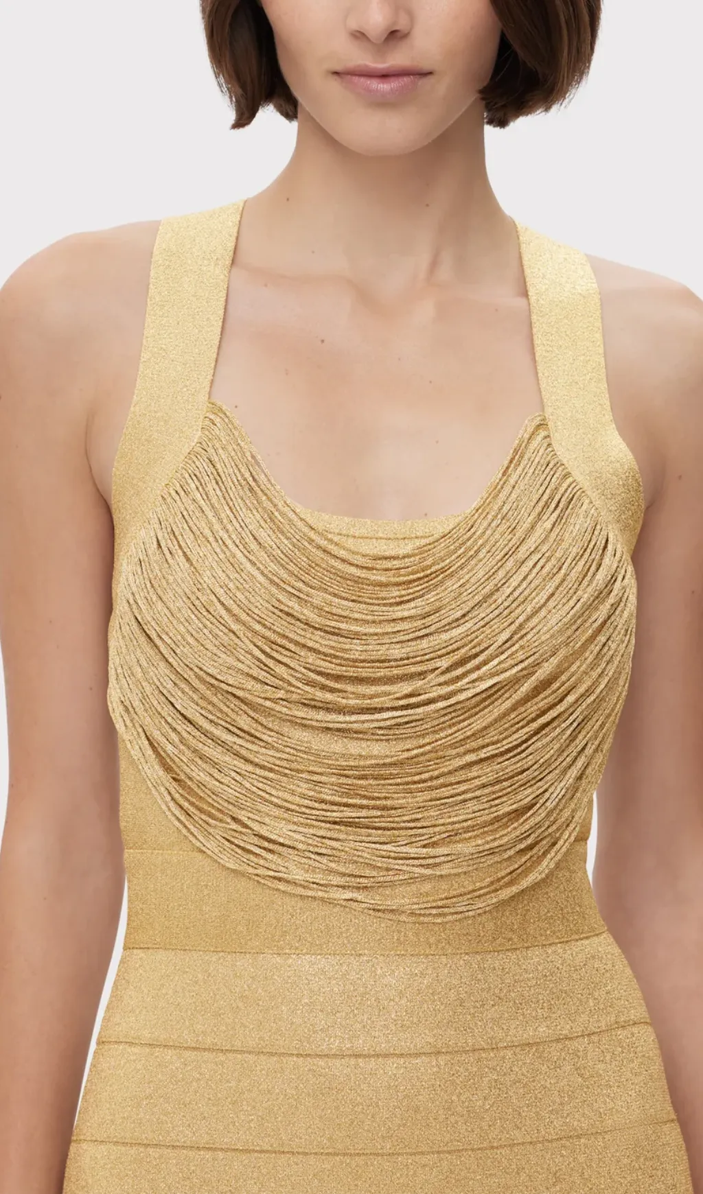 KNIT FRINGE MIDI DRESS Gloria Lanvin