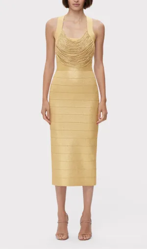 KNIT FRINGE MIDI DRESS Gloria Lanvin