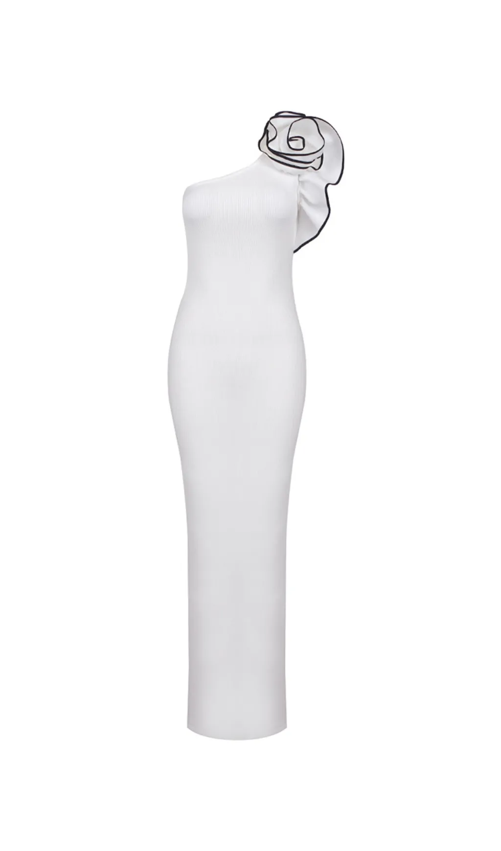 KNITTED ASYMMETRICAL FLOWER DECOR MAXI DRESS Gloria Lanvin