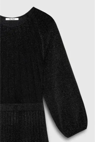 Knitted Dress in Black Metallic Midi Gloria Lanvin